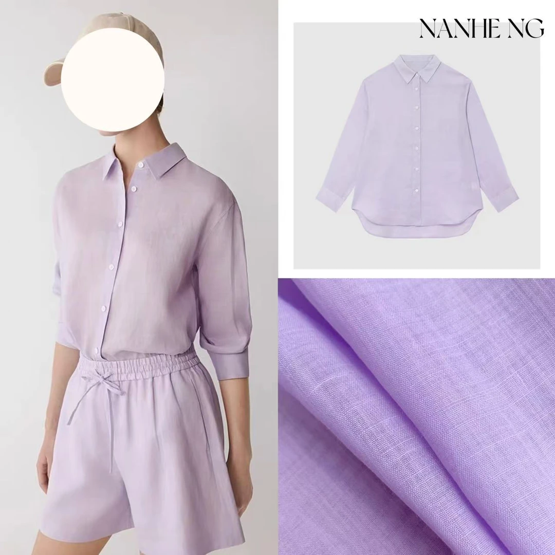 5720女装2025秋季新款薄苎麻平纹布衬衫