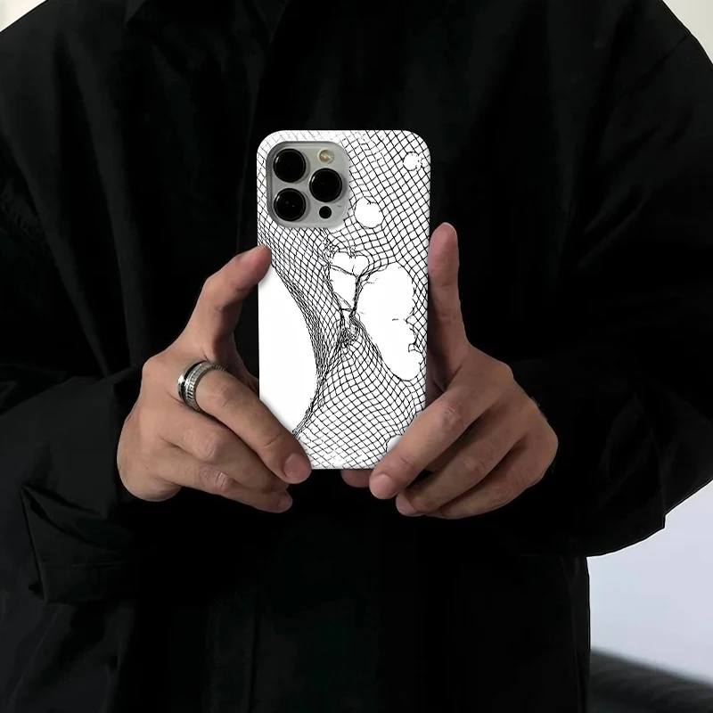 破洞渔网适用于苹果16pro创意手机壳15promax个性14小众13/12流行