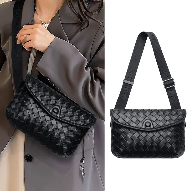 编织菱格斜挎包/潮设计气质设计/男女生同款通勤通勤女包头层牛皮