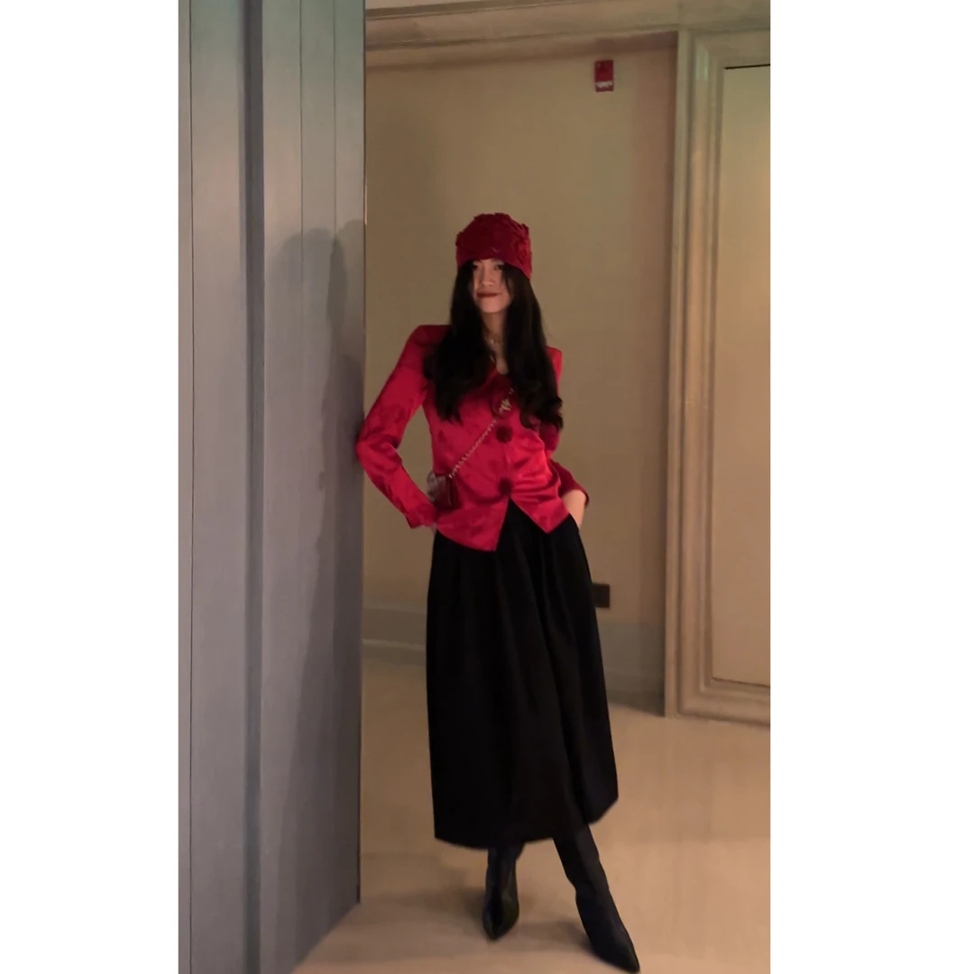 【N·COU】24冬新款【杠上开花】V领立体花朵提花衬衫上衣DY22359