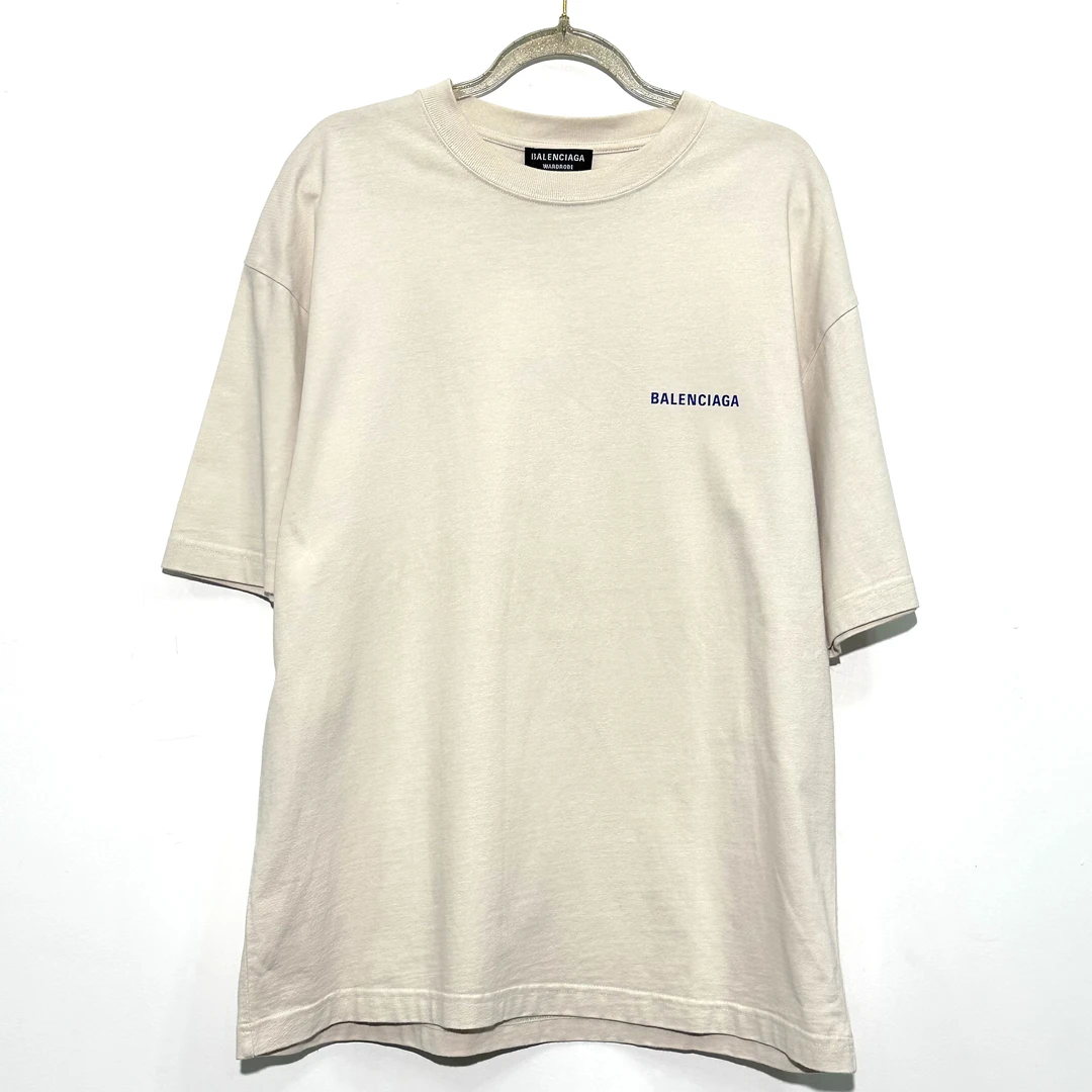99新 Balenciaga/巴黎世家 XS码 经典logo米色短袖 0490