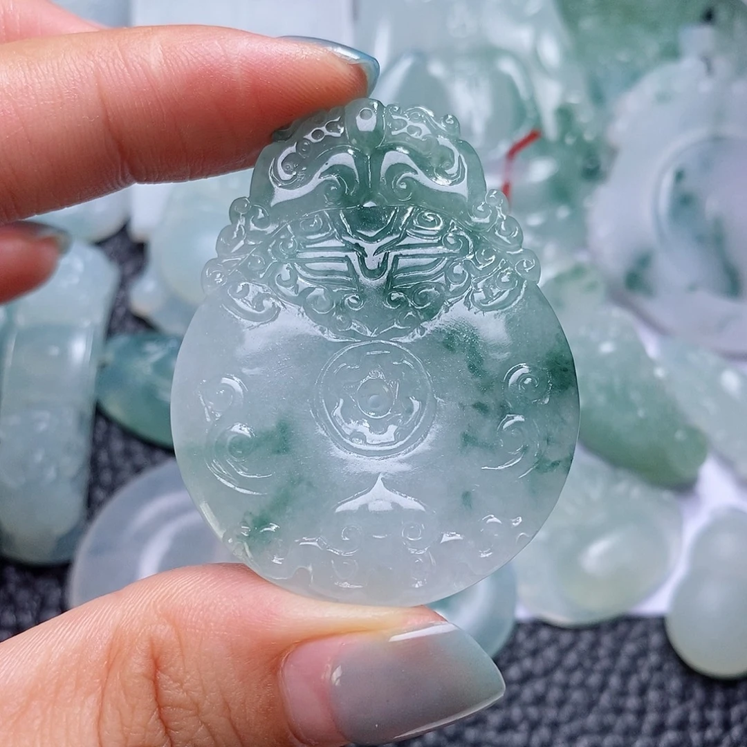 定制翡翠未镶嵌毛货付款后确认抛光