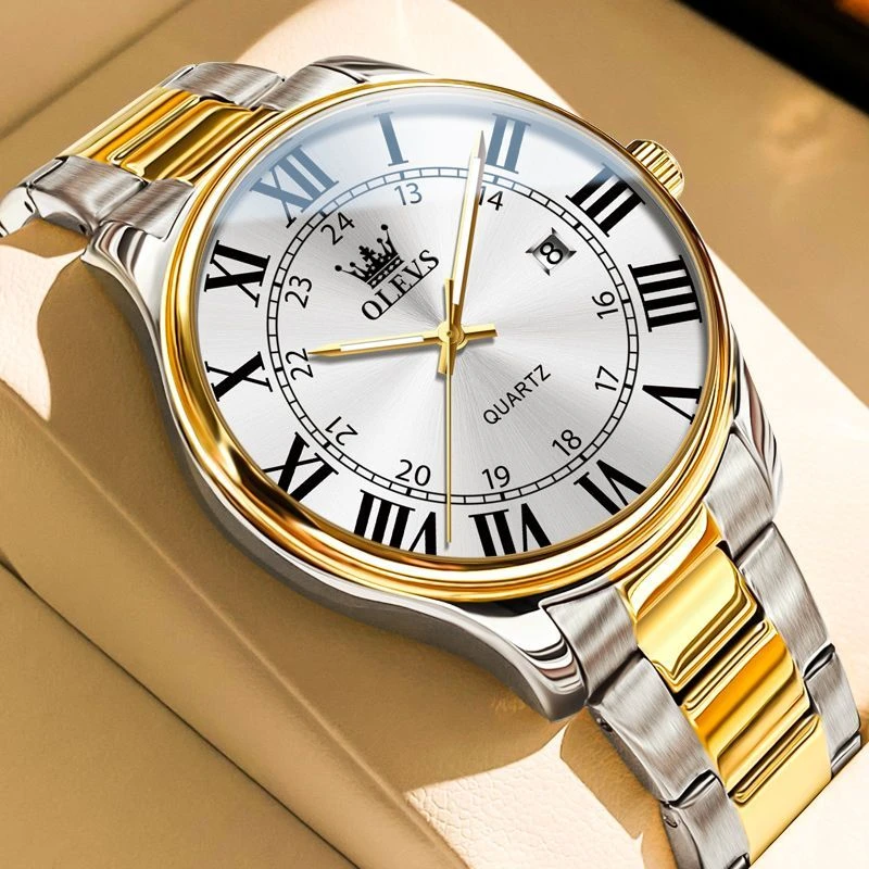 瑞士认证欧利时男士高档帅气时尚非机械手表新款钢带男表防水夜光