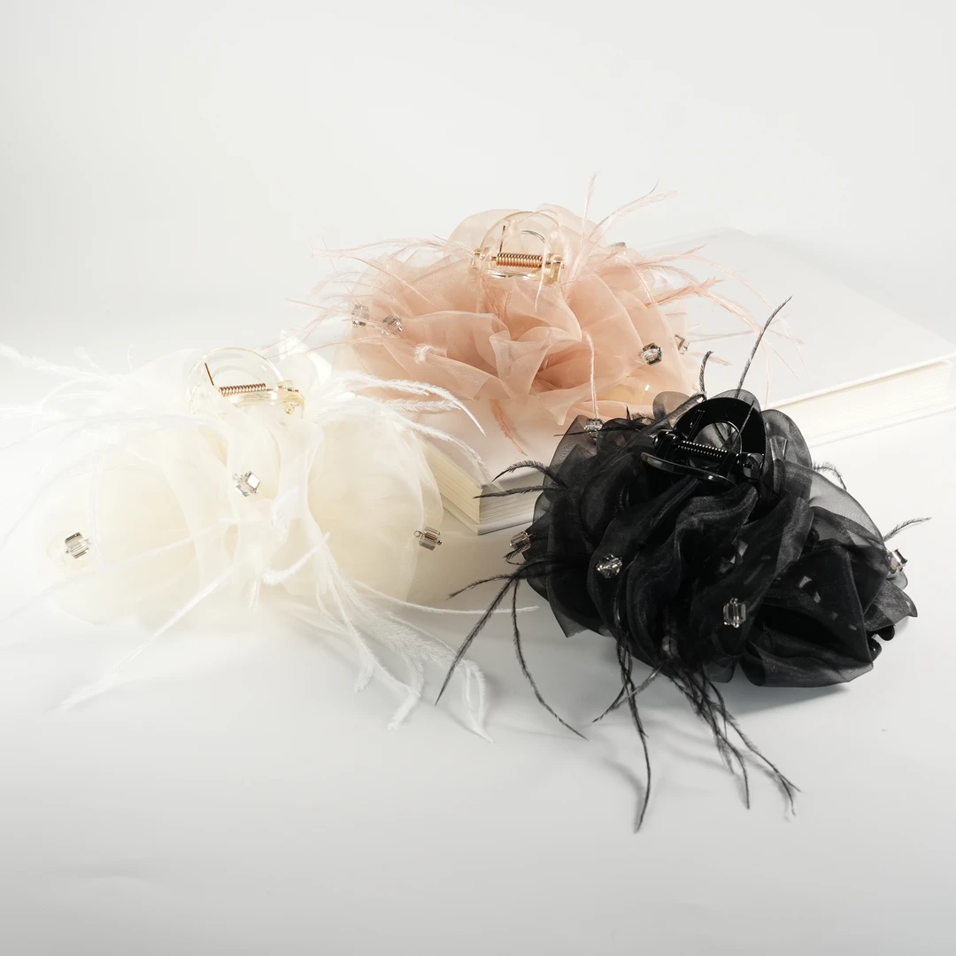 【小魏总珠宝】羽毛蕾丝抓夹-13cm