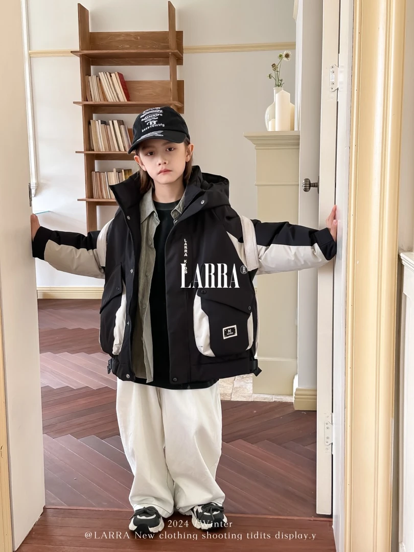 【083】新国标90白鸭绒高端品牌2024冬新款韩系潮款男童羽绒服保暖