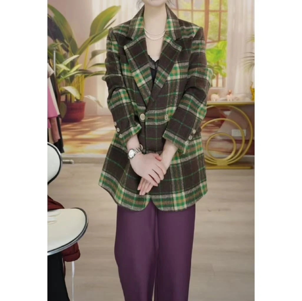 Y621 慵懒风大衣女新款高级感宽松西装式时尚外套