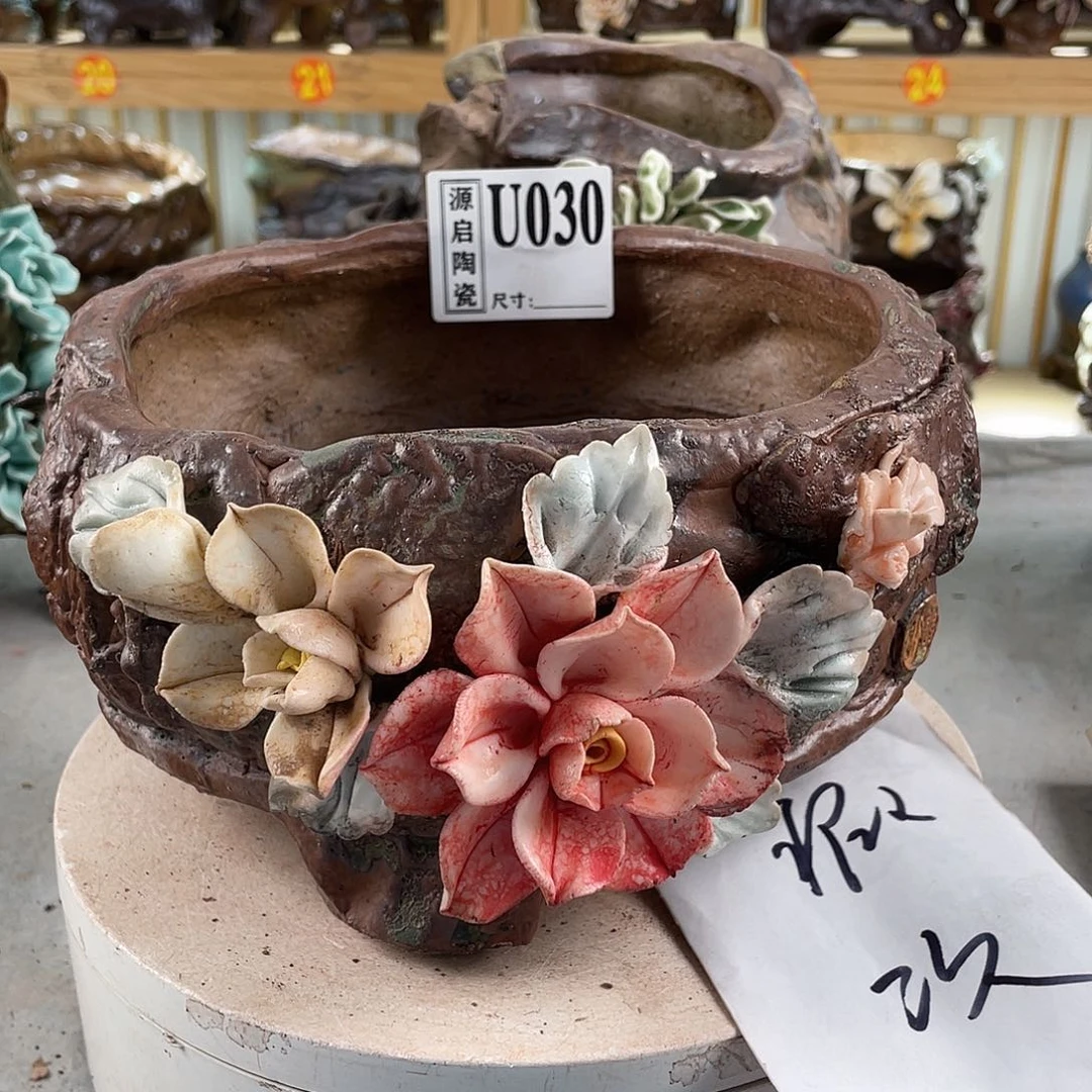 紫砂花盆景德镇陶瓷花盆030