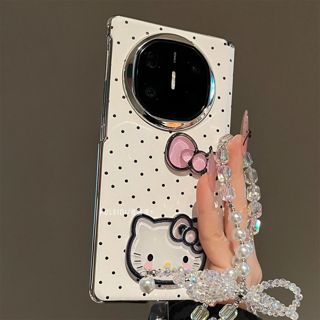 适用vivoxfold5手机壳折叠屏xfold3典藏版波点kt猫壳膜一体保护套