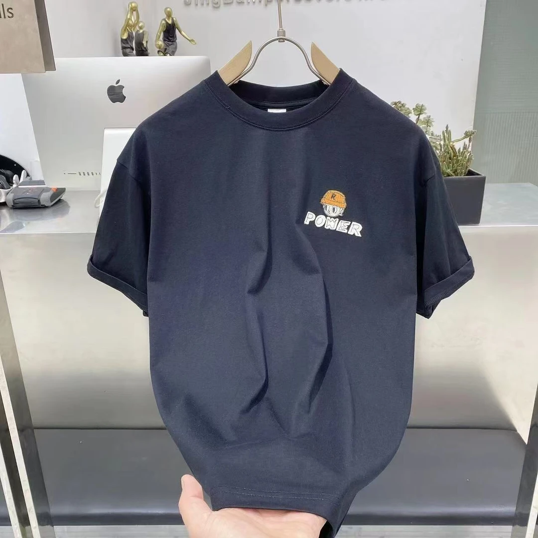 新款男士时尚短袖重工潮牌T恤简约休闲半袖#4060
