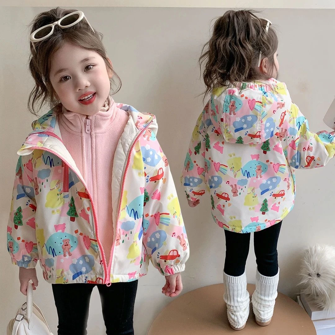女童冬季加绒防风衣儿童冲锋衣宝宝三合一加厚内胆外套潮棉服棉衣