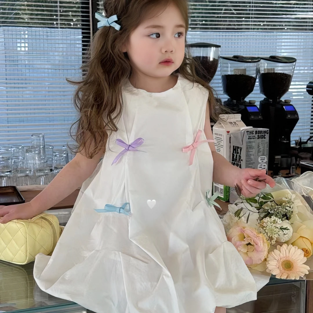 女童连衣裙夏季小童无袖公主裙儿童节白色棉布裙薄款S-78002