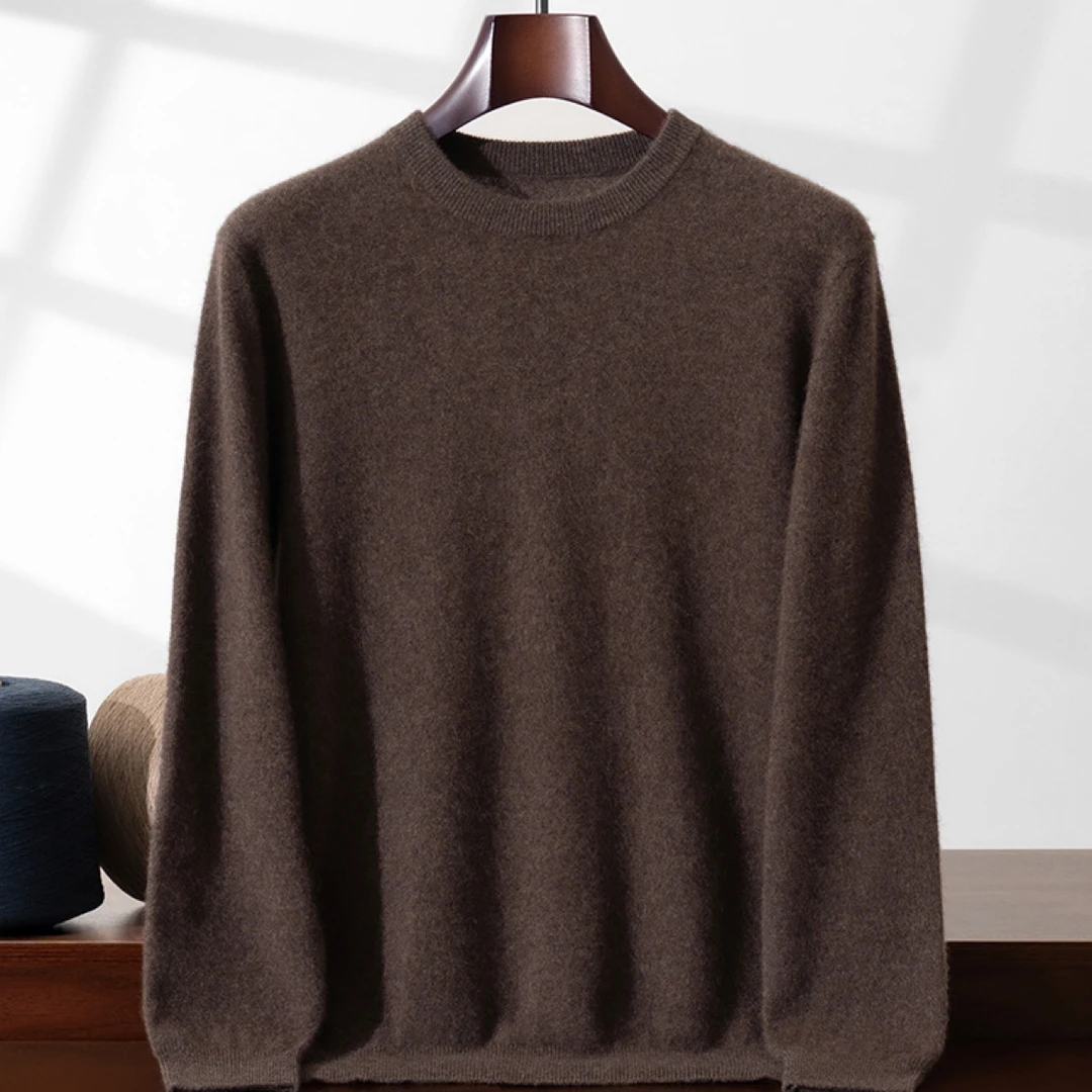 薄款针织常规款圆领羊绒套衫男士时尚经典秋冬纯色