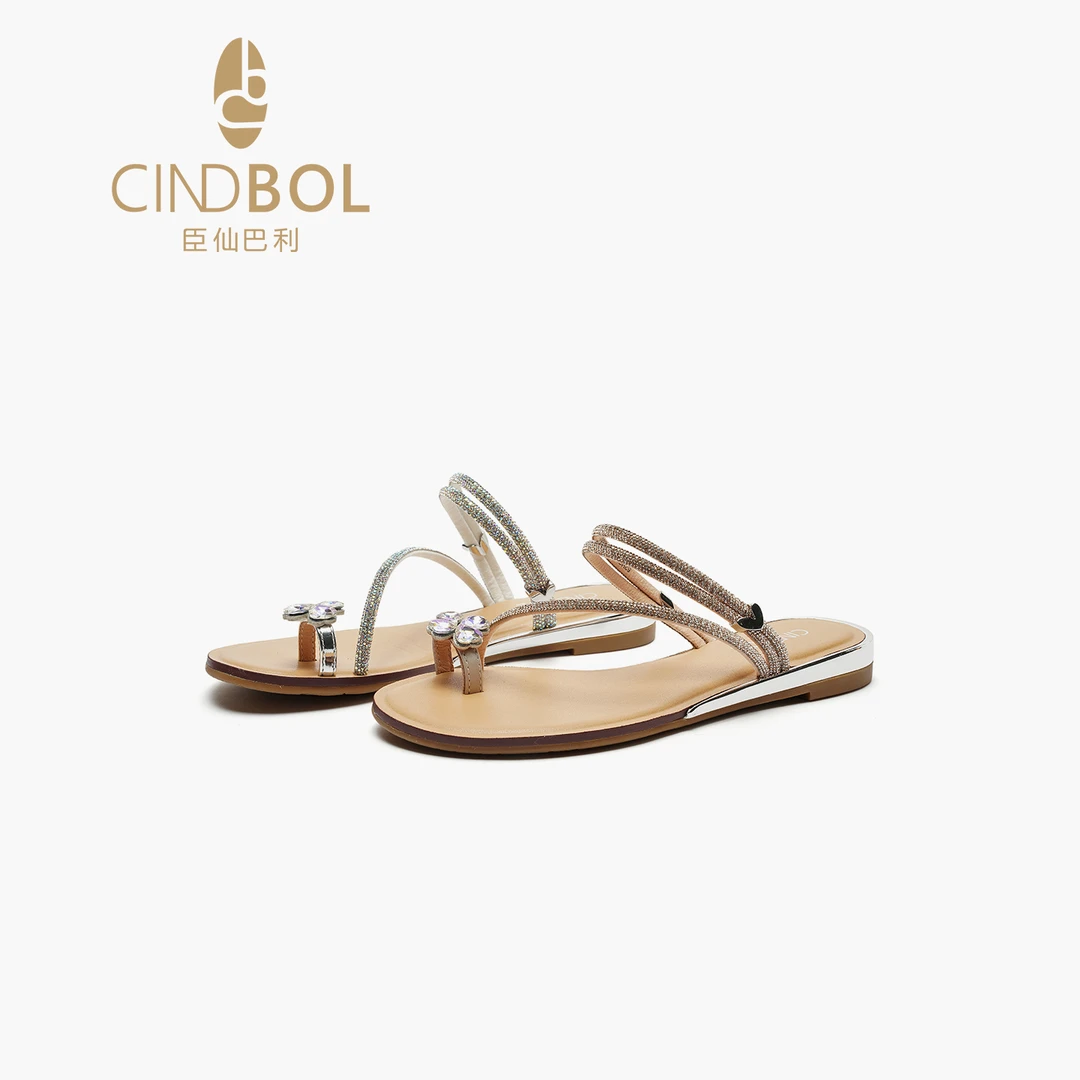 时尚网红仙女风低跟粗跟夏季水钻休闲风一字拖一字型2153