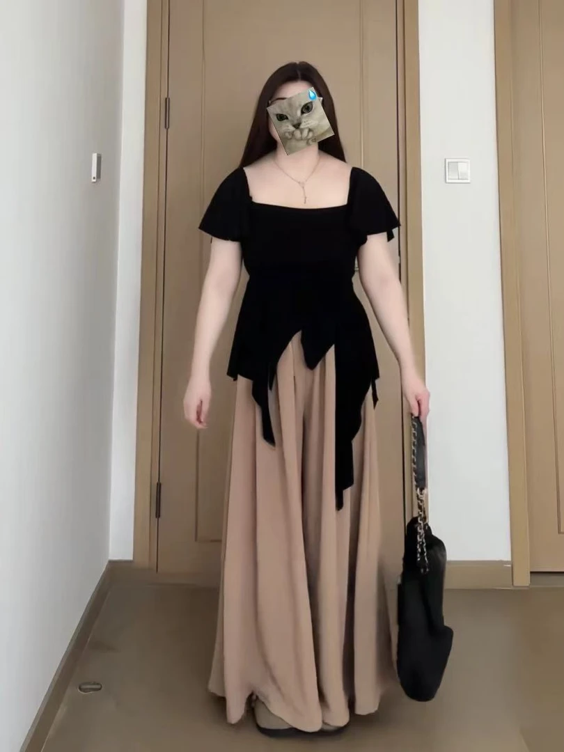 现货 不规则短袖阔腿裤显瘦新款夏季搭配一整套装99260衣99275裤