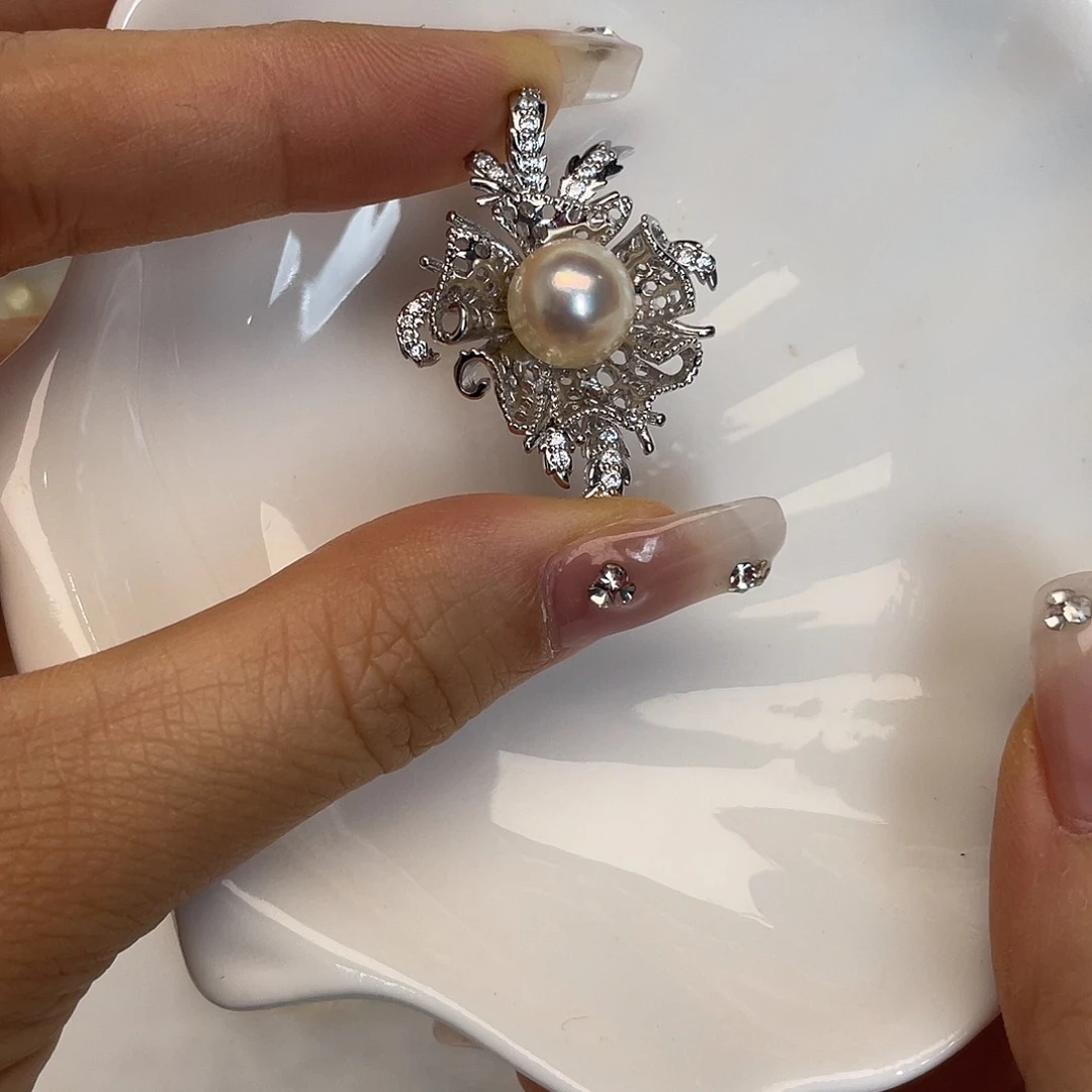 吊坠(不含链)银S925镶嵌海水珍珠