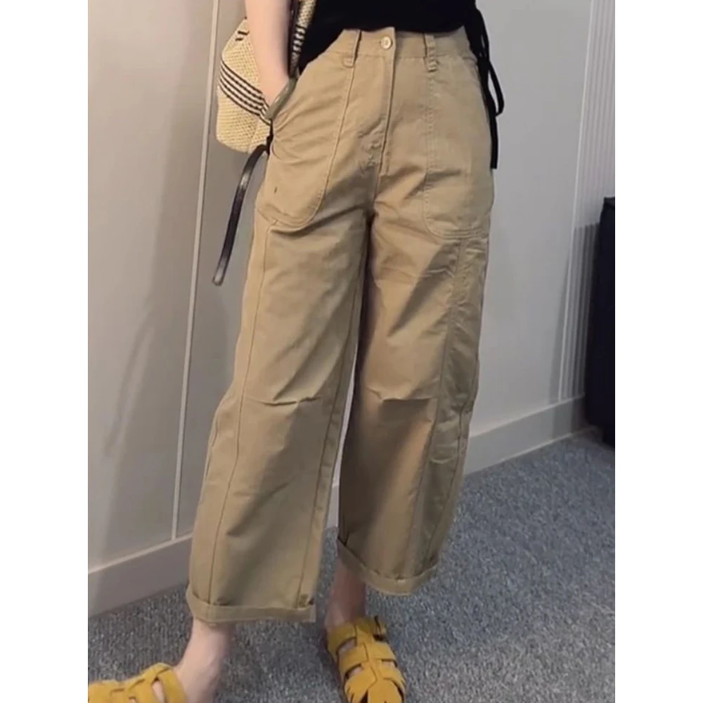 大码女装百搭九分阔腿裤2025年夏装新款时尚气质设计感显瘦休闲裤