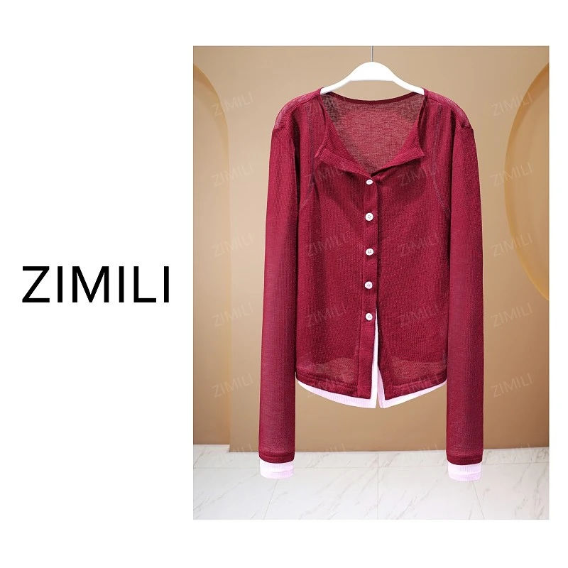 【亮哥欧货女装】冬季热感螺纹《拼接钉扣》高弹显瘦打底上衣10051-A1