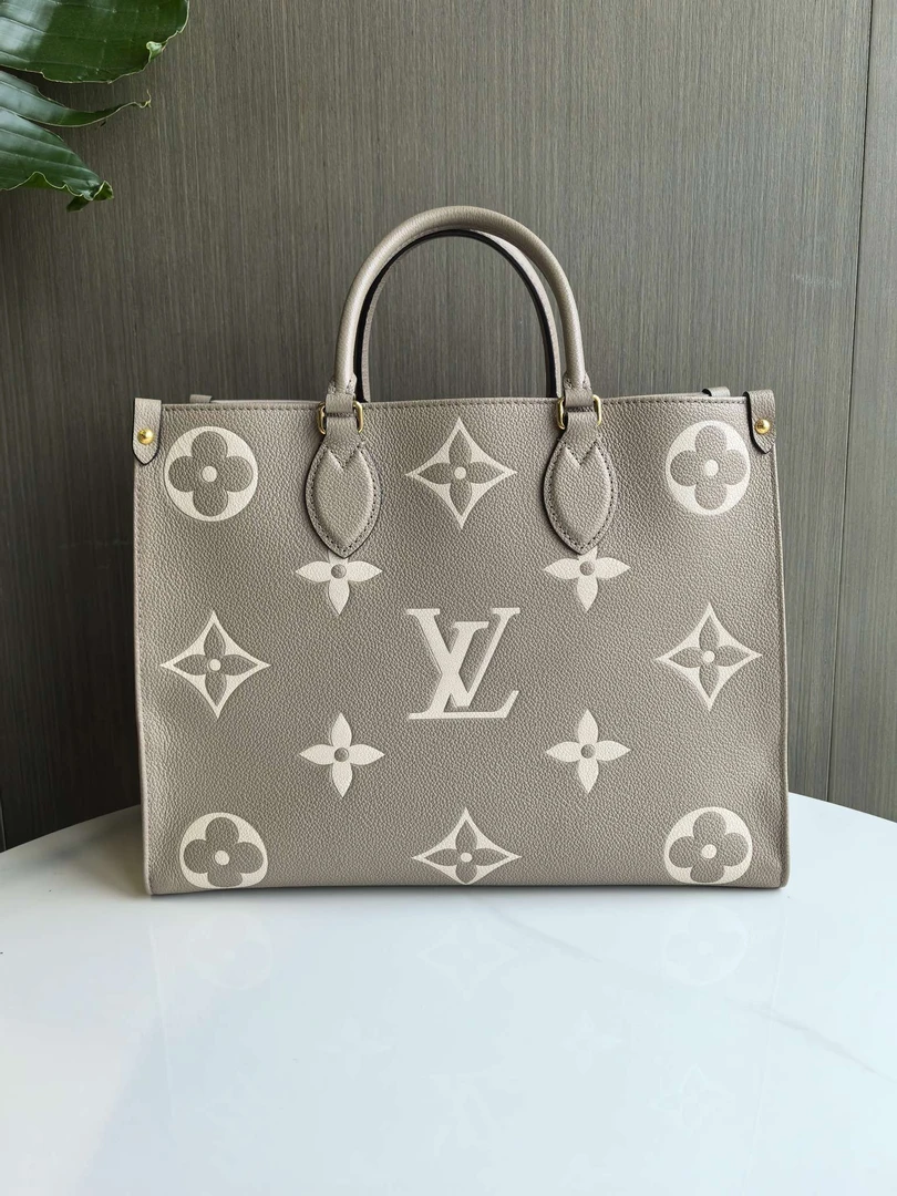 99新 LouisVuitton/路易威登 大象灰中号手提包全皮腋下包托特包