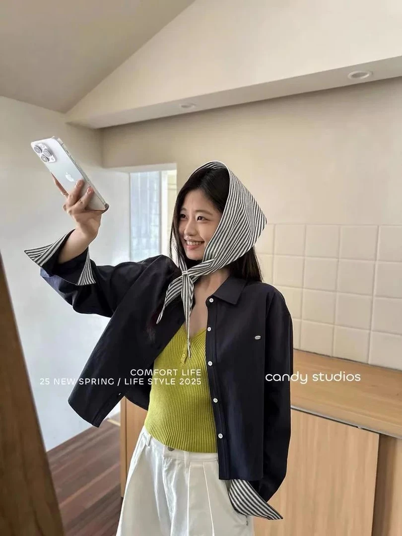 8031 糖果家 春秋显白披肩衬衫