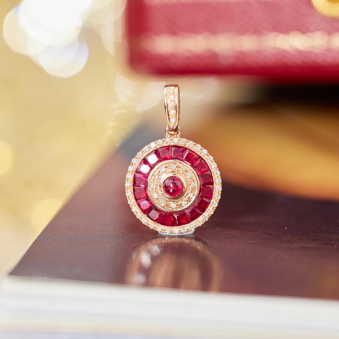 非遗好物分享【歪歪】红宝吊坠*18K金镶嵌*U7926