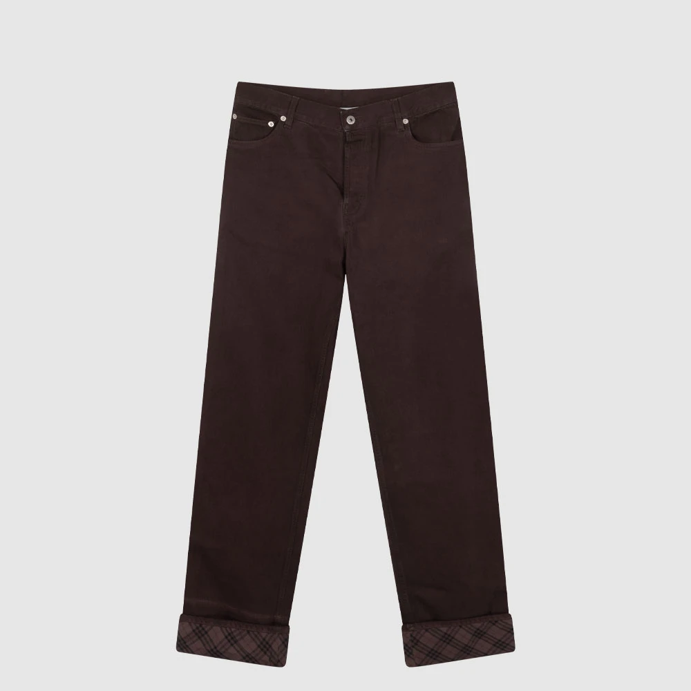 BURBERRY博柏利新品时尚格纹纽扣款男士直筒休闲牛仔裤8102616