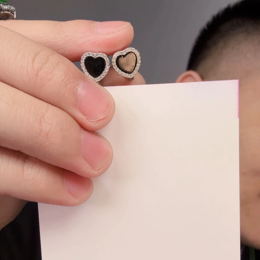 翡翠颈饰银S925镶嵌一对