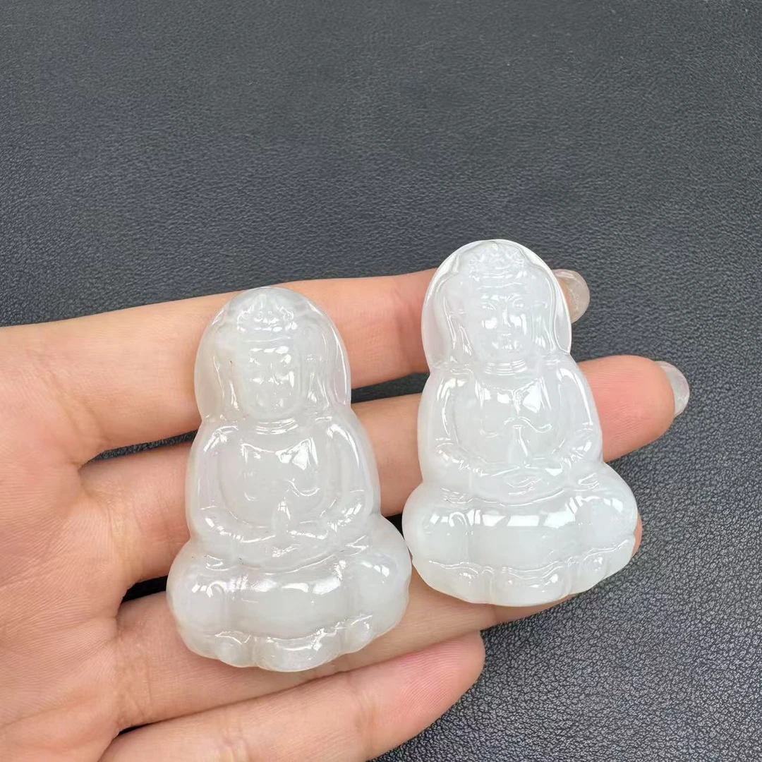 【玉经纶】40242/Q28-和田玉观音吊坠-多样性发其一