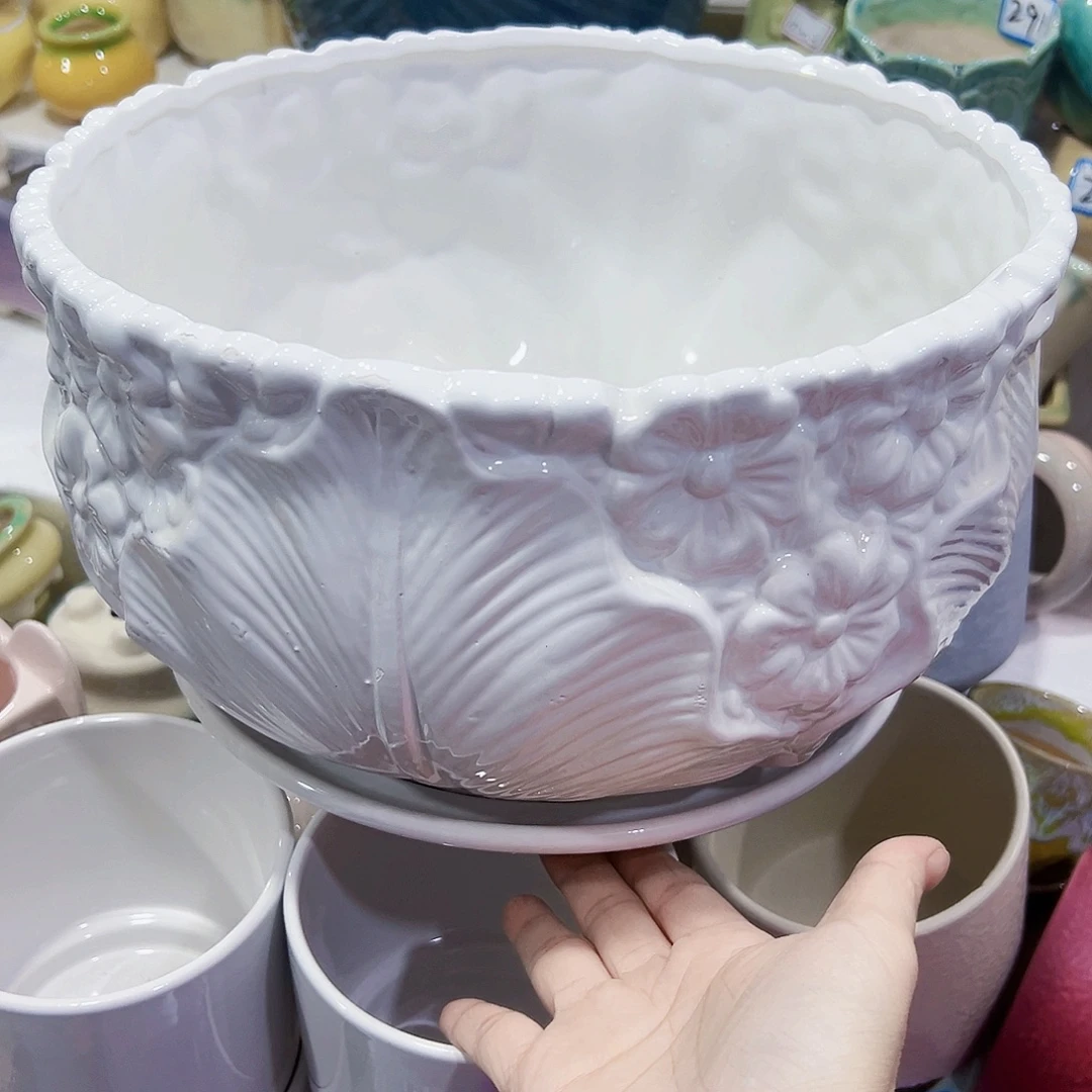 有孔外贸尾单陶瓷花盆凑单10米包邮