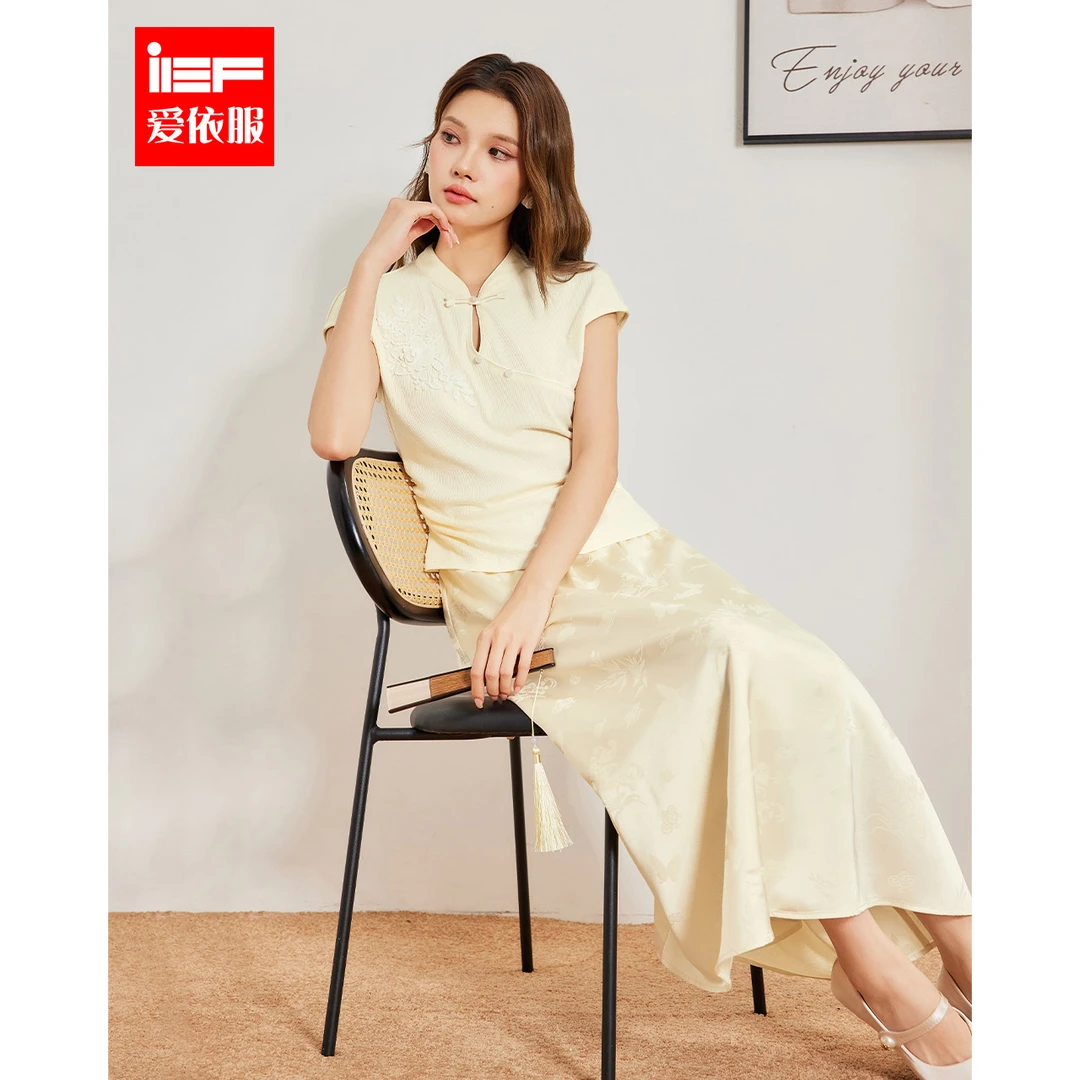 IEF/爱依服套装2025夏季新款新中式温婉淑女气质上下套裙流光风