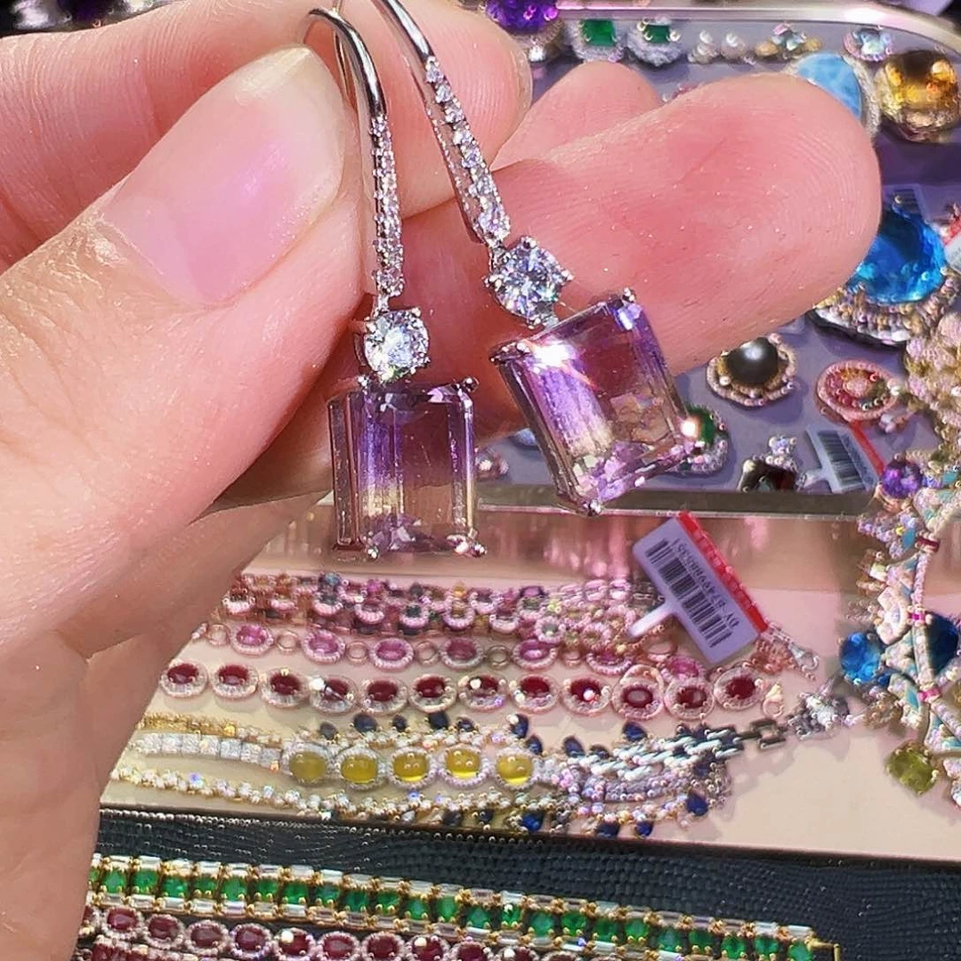 银S925镶嵌耳饰紫晶