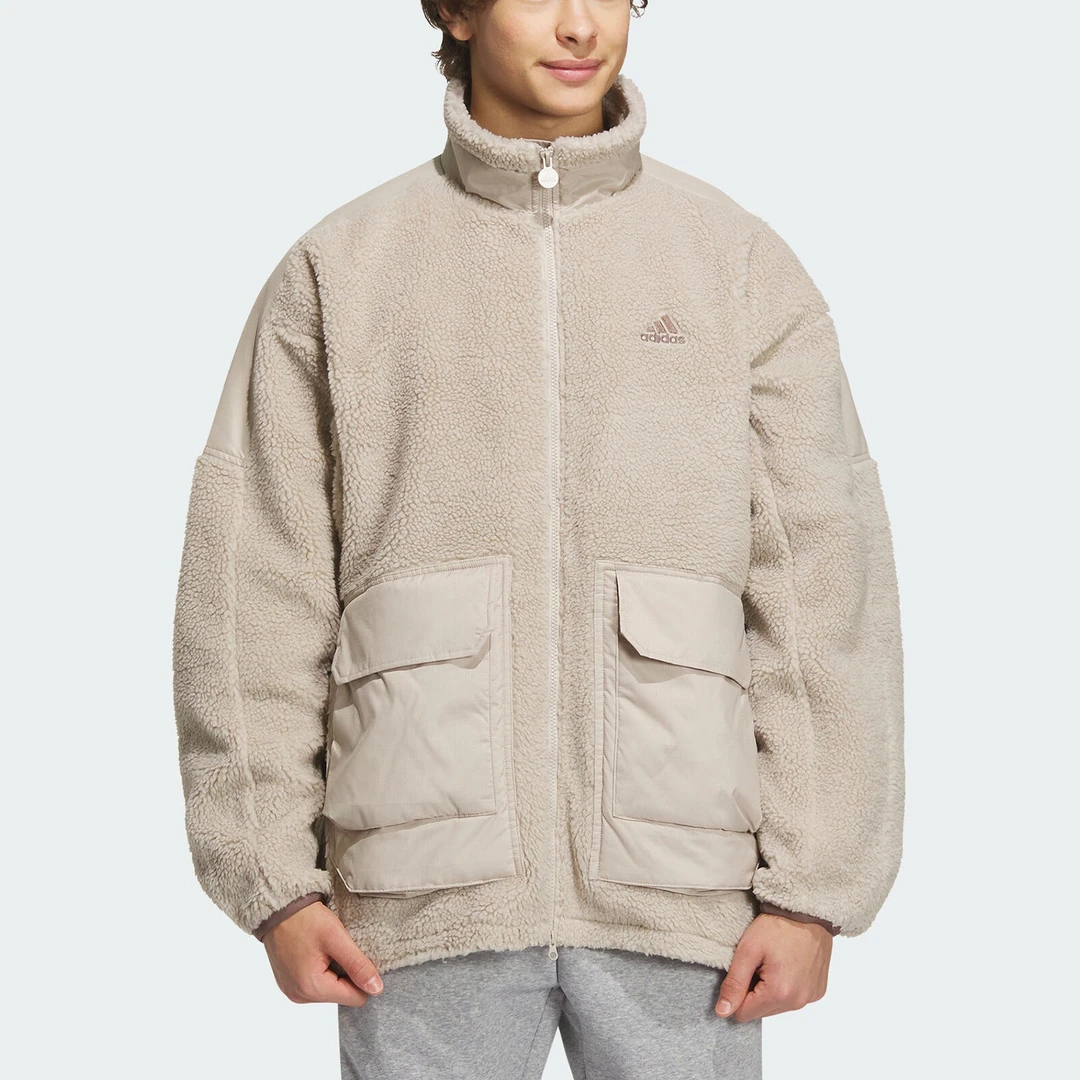 Adidas/阿迪达斯正品冬季新款男女针织加绒夹克外套IK7342