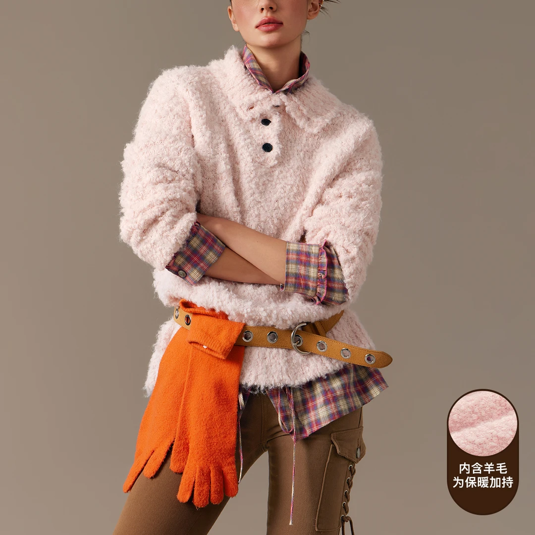 【张楚寒同款】CHUU冬季女装立领设计韩系穿搭耐看温柔风针织衫