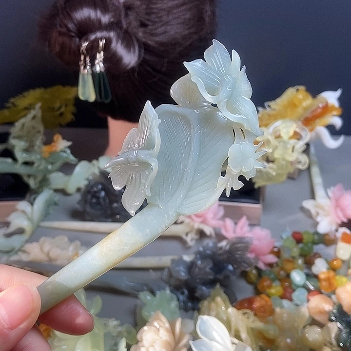 岫玉未镶嵌发簪发簪