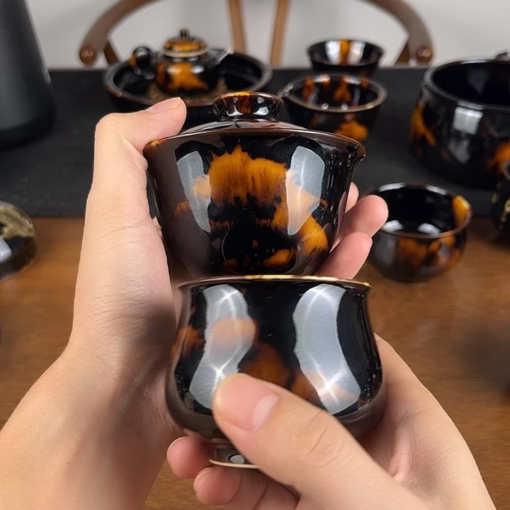碗小***食玳瑁釉盖碗➕主人杯