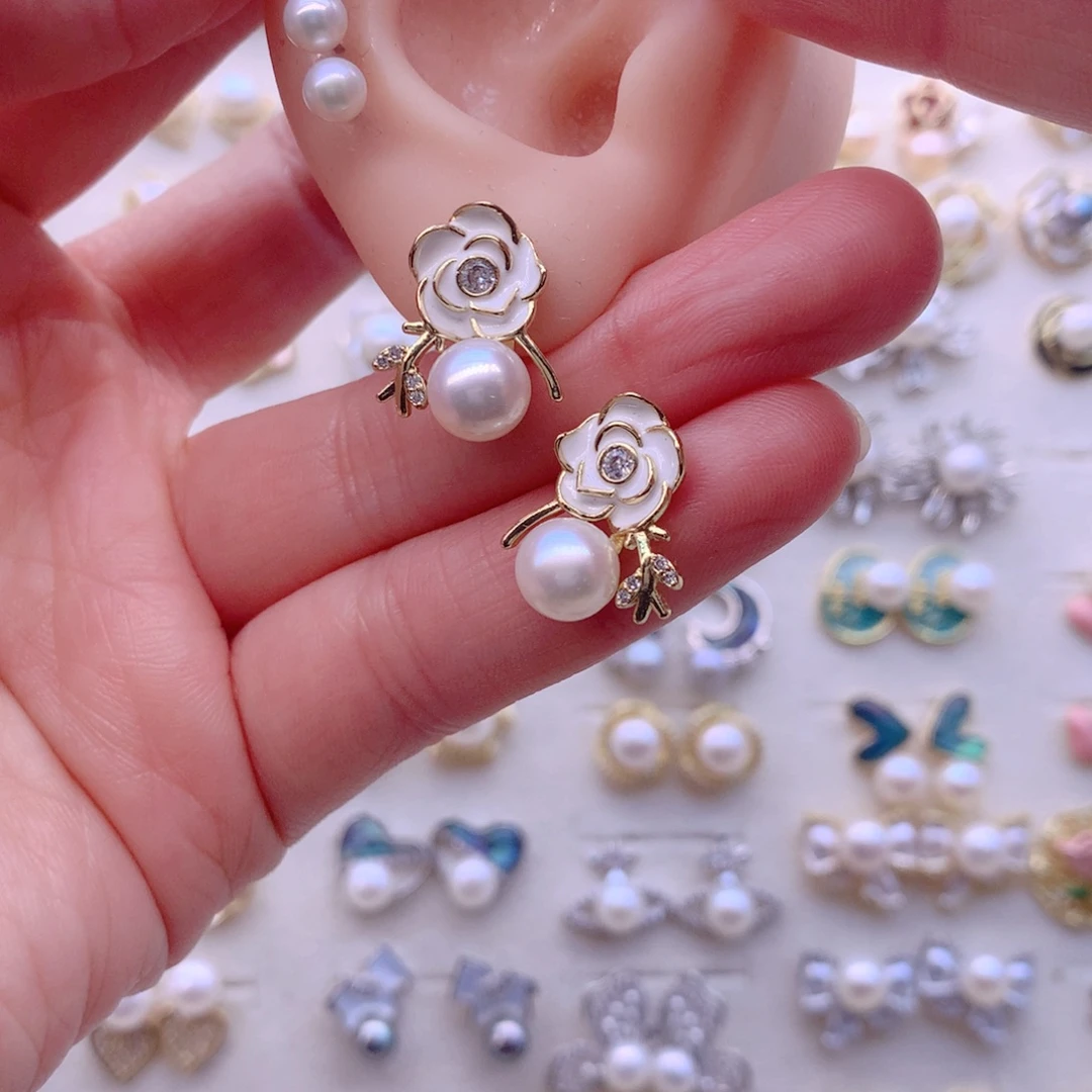 合金耳饰淡水珍珠