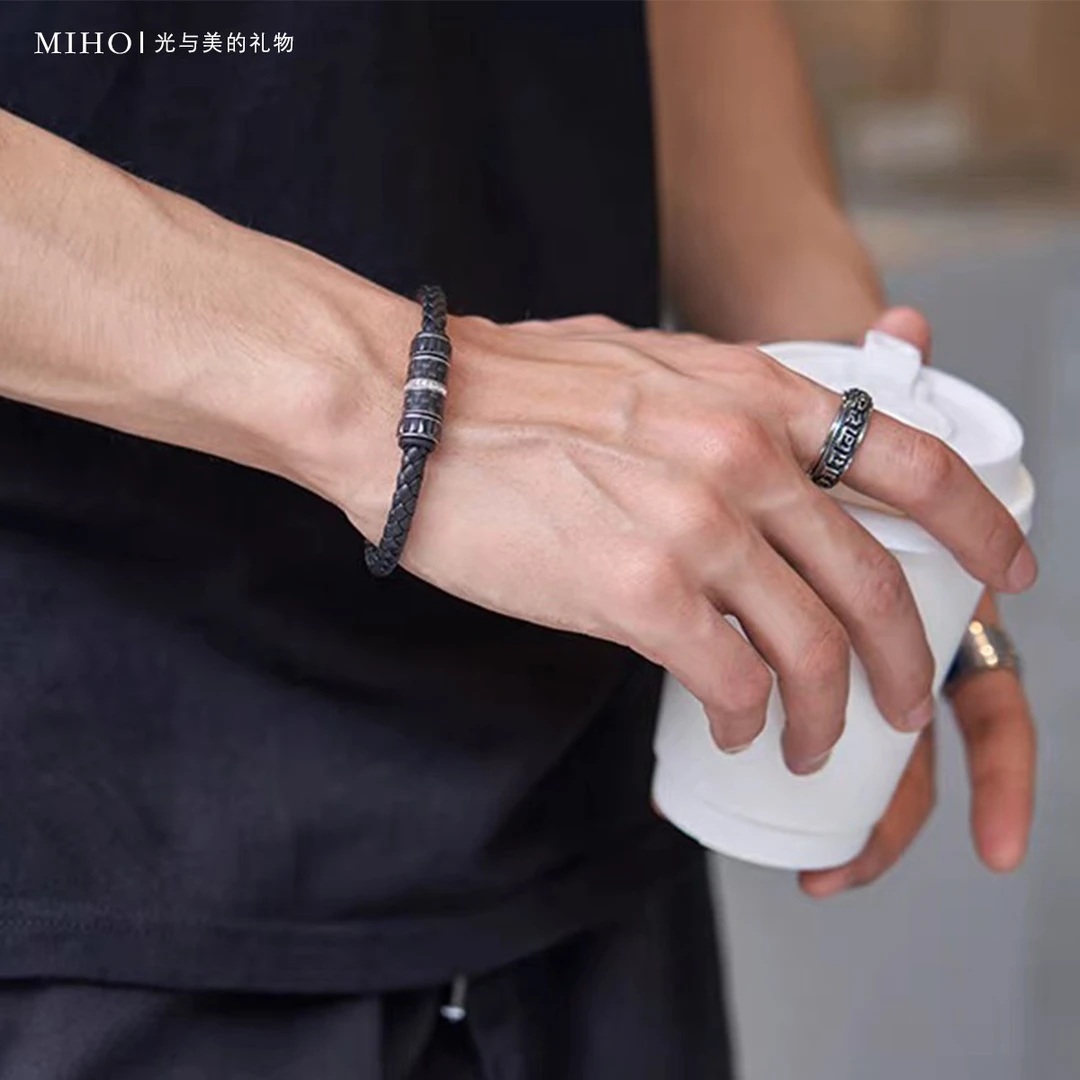 合金合成锆石手链 韩系百搭男女士转运珠手链情侣款编织手绳施
