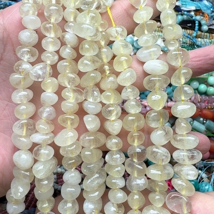 合金玛瑙/玉髓珠宝半成品一条8-10mm柠檬黄水晶