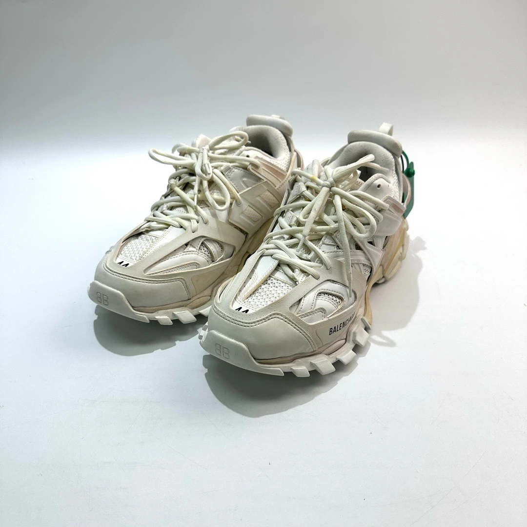 99新 Balenciaga/巴黎世家 44码 做旧白Track1.0老爹鞋 SY0966