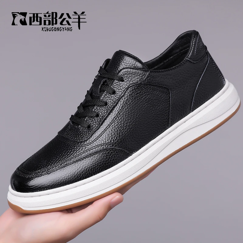 38-45耐磨头层牛皮休闲皮鞋休闲时尚板鞋潮流春夏季青年皮鞋韩版