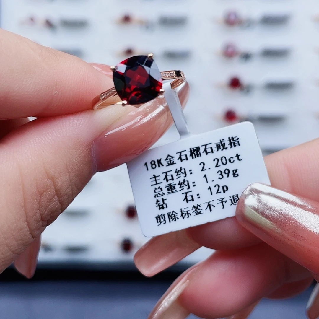 吊坠(不含链)石榴石18K金镶嵌