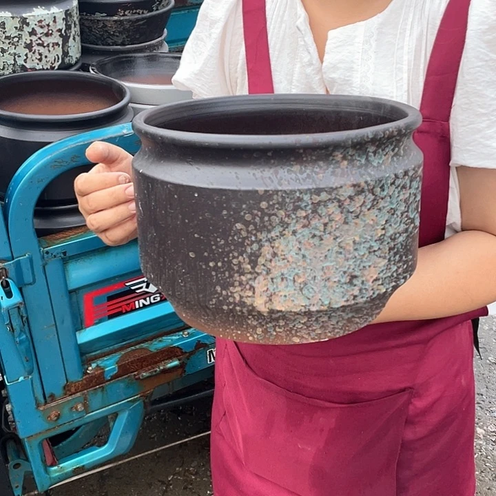 紫砂花盆口25高18瑕疵瑕疵底裂