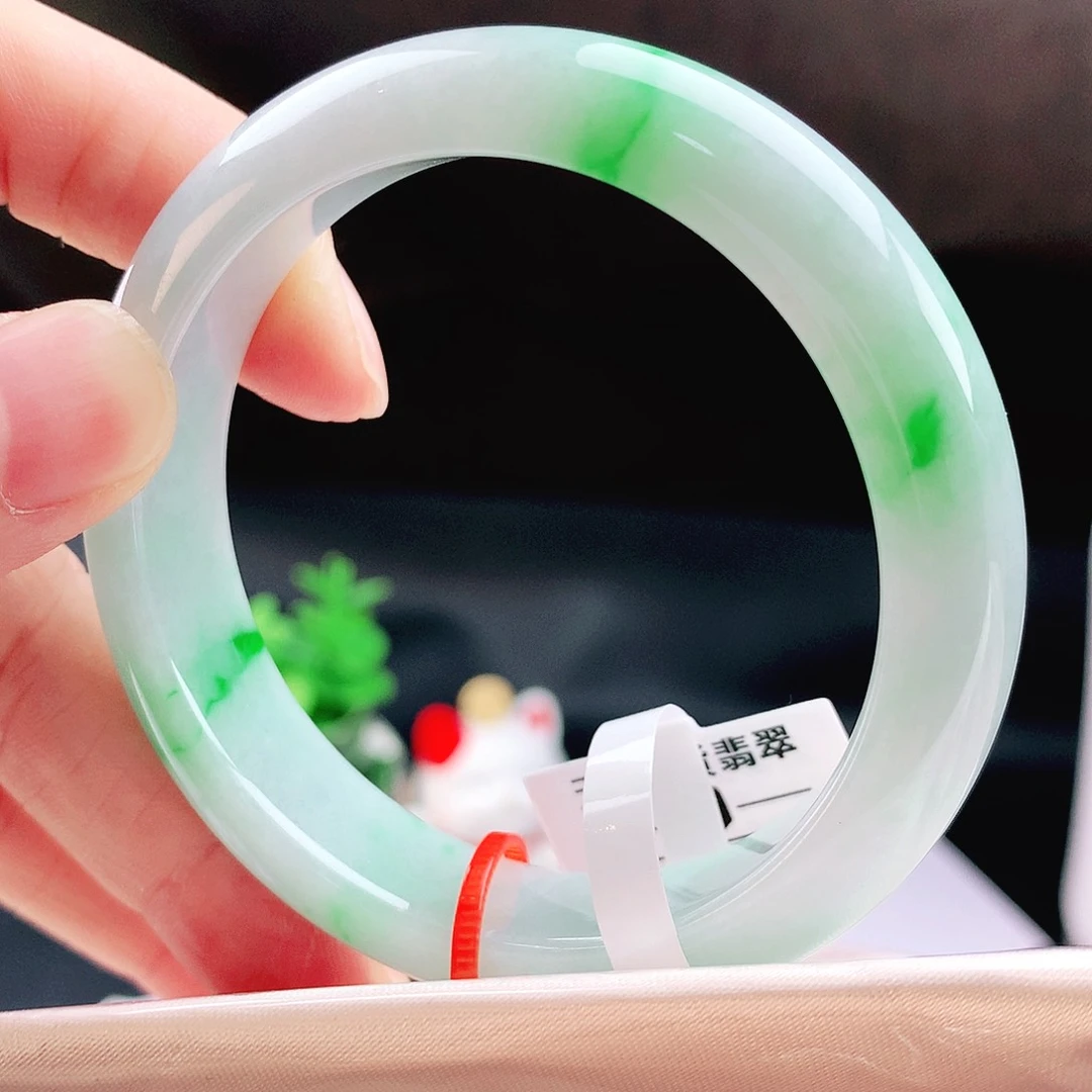 未镶嵌手镯翡翠52白底青绿