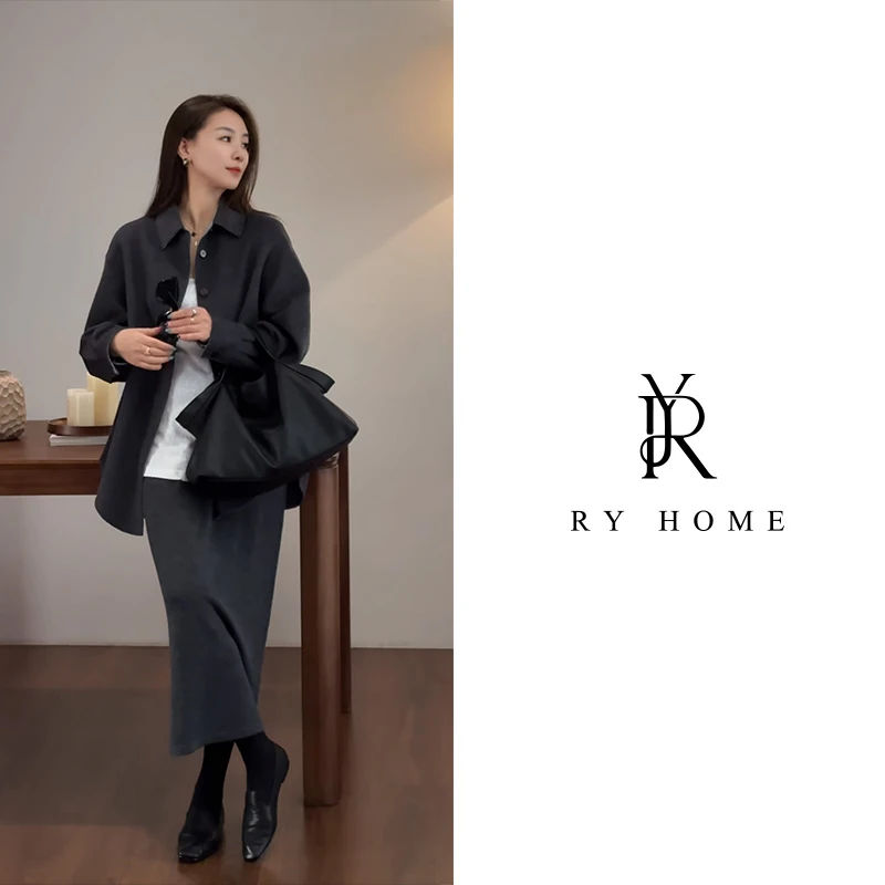 【容雨RYHOME】桑蚕丝绵羊毛混纺翻领衬衫外套253C1536