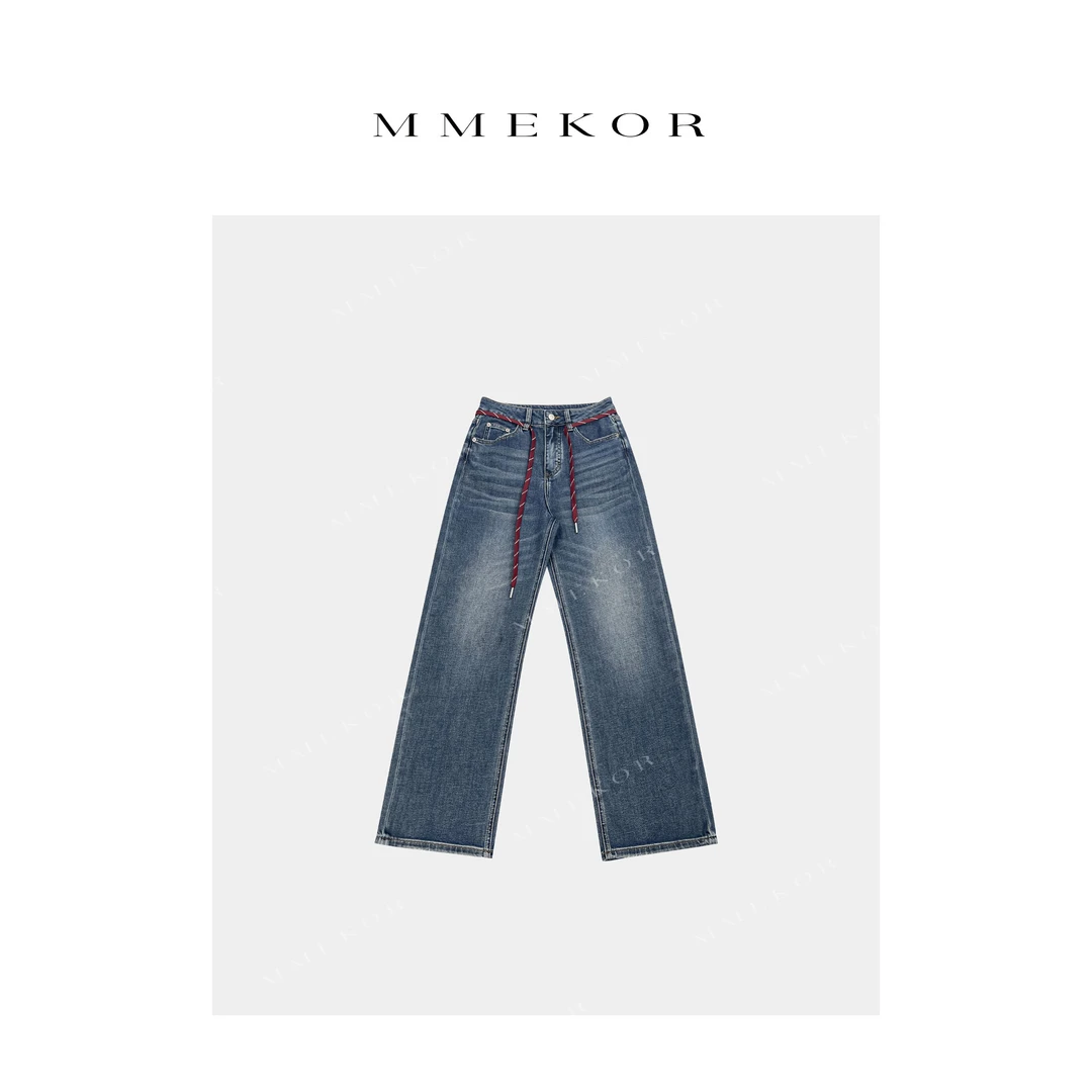 MMEKOR“红绳仔裤” 2025新款摩登街头 个性时髦牛仔裤 79766