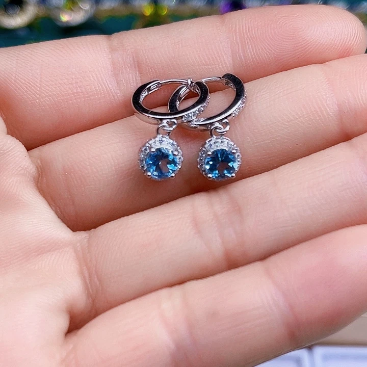 托帕石耳饰银S925镶嵌