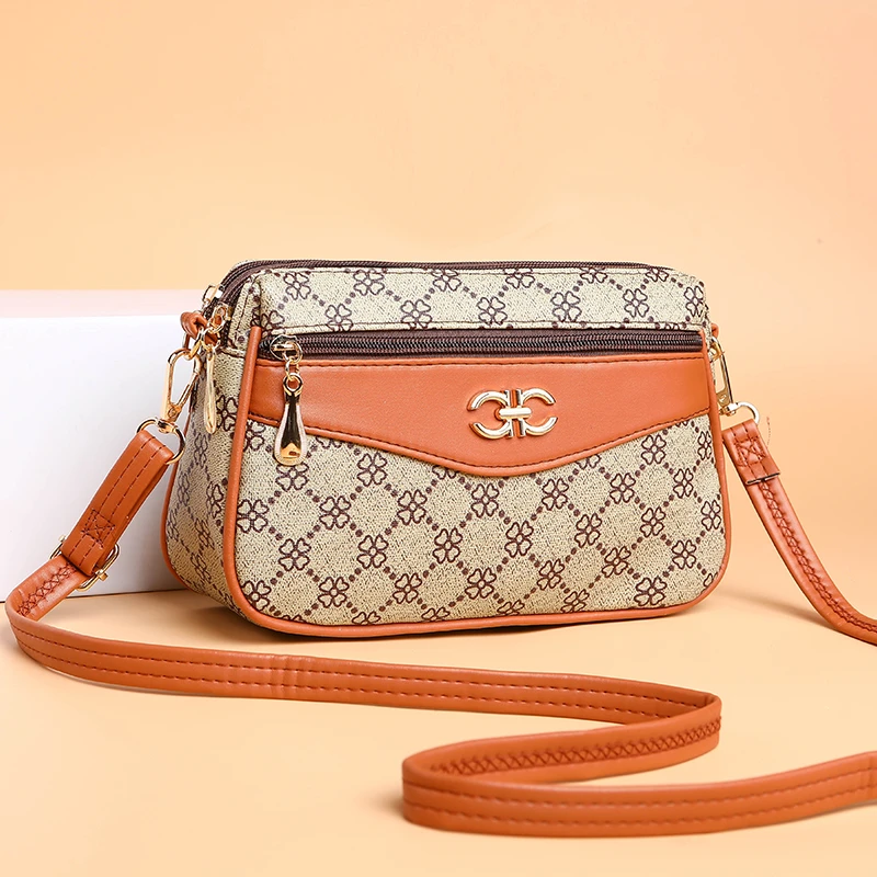 包包女2024斜挎包中年妈妈单肩包印花多层时尚百搭手机零钱包包