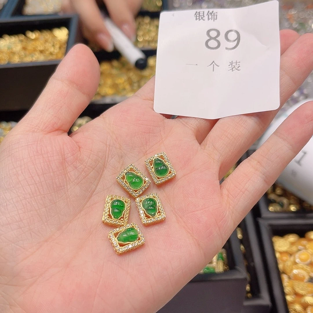 水晶珠宝半成品银S925镀金镶嵌89 。