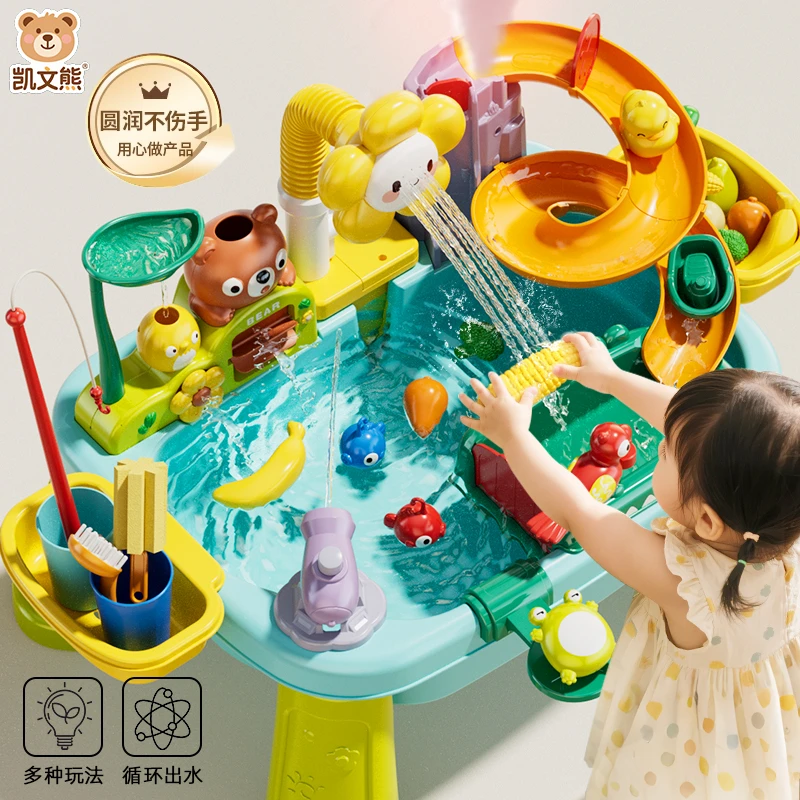 儿童水上乐园洗碗机玩具电动仿真水龙头循环出水钓鱼过家家厨房