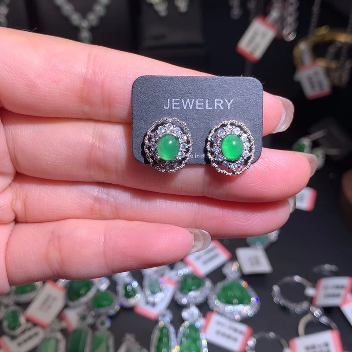 翡翠未镶嵌耳饰耳钉