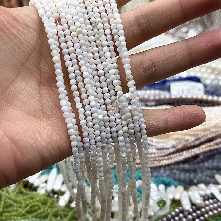 未镶嵌玛瑙/玉髓珠宝半成品2条3mm左右白蝶贝